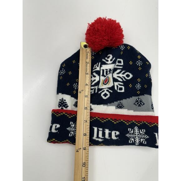 Miller Lite Unisex Beanie Miller Lite Beer Cuffed Pom Holiday Winter Hat - Picture 5 of 6